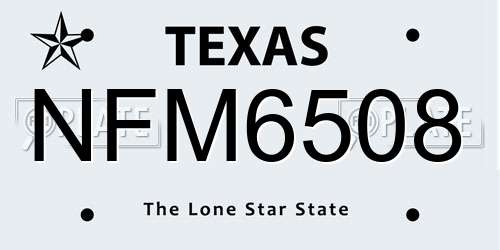 NFM6508 Texas License Plate