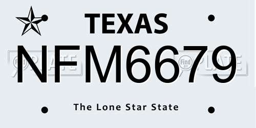 NFM6679 Texas License Plate