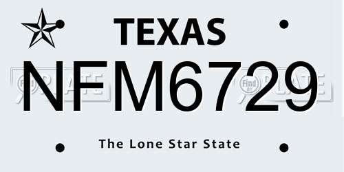 NFM6729 Texas License Plate