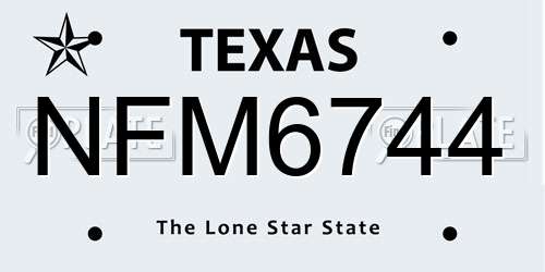 NFM6744 Texas License Plate