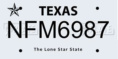 NFM6987 Texas License Plate