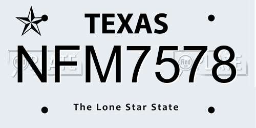 NFM7578 Texas License Plate