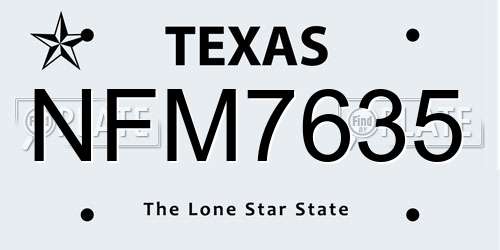 NFM7635 Texas License Plate