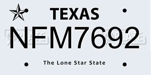 NFM7692 Texas License Plate