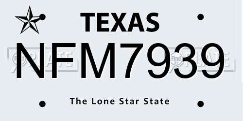 NFM7939 Texas License Plate