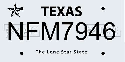 NFM7946 Texas License Plate