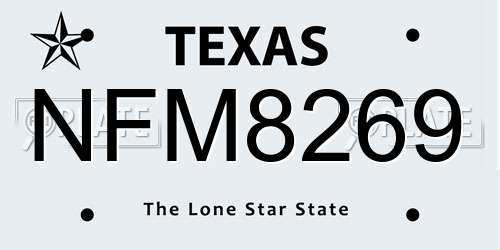 NFM8269 Texas License Plate