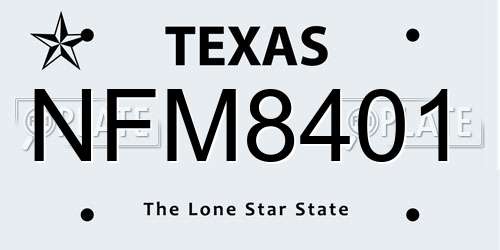 NFM8401 Texas License Plate