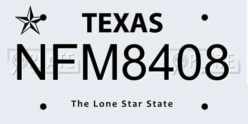 NFM8408 Texas License Plate