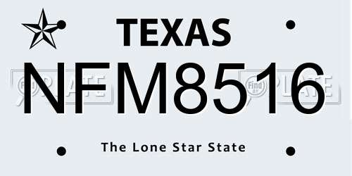 NFM8516 Texas License Plate