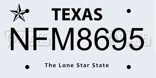 NFM8695 Texas License Plate
