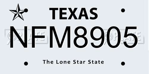NFM8905 Texas License Plate