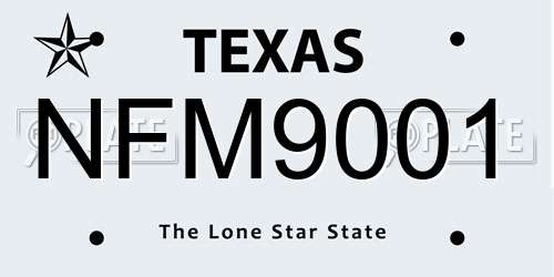 NFM9001 Texas License Plate