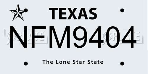 NFM9404 Texas License Plate