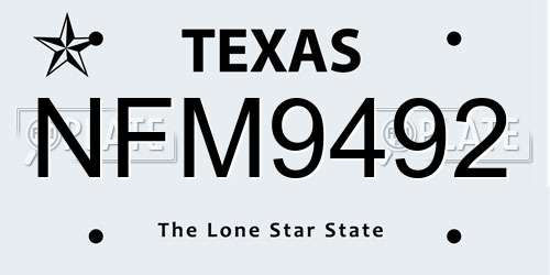 NFM9492 Texas License Plate