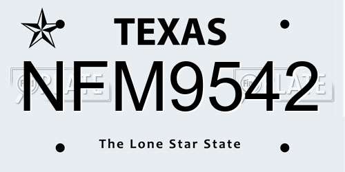 NFM9542 Texas License Plate