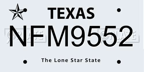 NFM9552 Texas License Plate