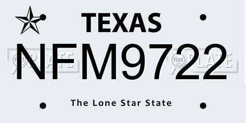 NFM9722 Texas License Plate