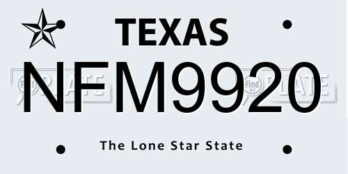 NFM9920 Texas License Plate