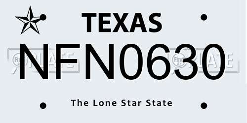 NFN0630 Texas License Plate