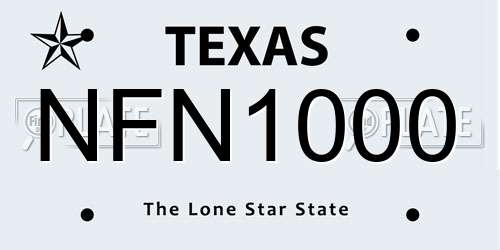 NFN1000 Texas License Plate