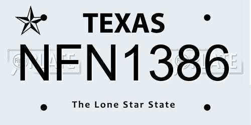 NFN1386 Texas License Plate