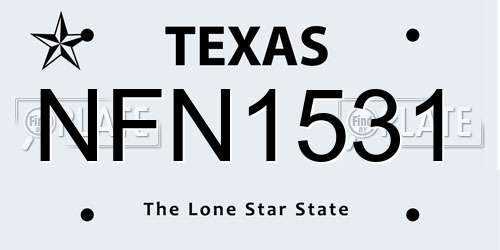 NFN1531 Texas License Plate