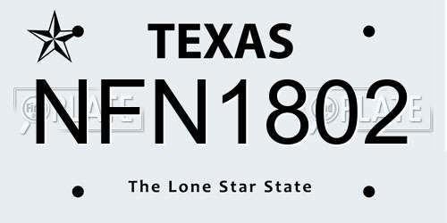 NFN1802 Texas License Plate