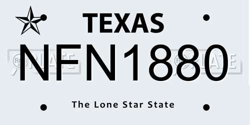 NFN1880 Texas License Plate