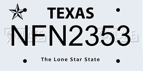 NFN2353 Texas License Plate