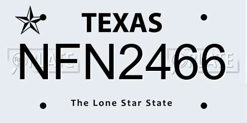 NFN2466 Texas License Plate