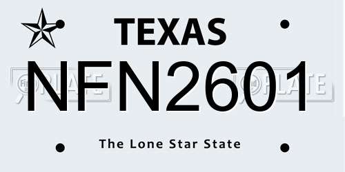 NFN2601 Texas License Plate