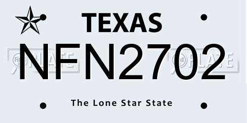 NFN2702 Texas License Plate