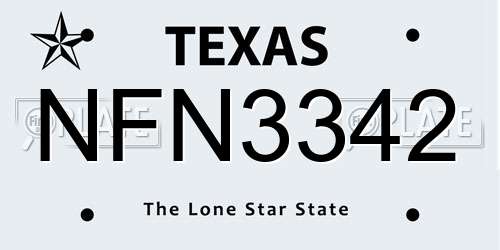 NFN3342 Texas License Plate