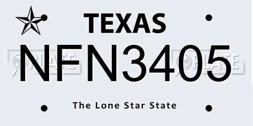 NFN3405 Texas License Plate