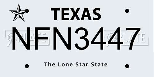 NFN3447 Texas License Plate
