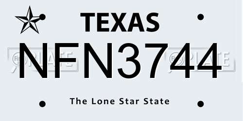 NFN3744 Texas License Plate