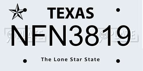 NFN3819 Texas License Plate