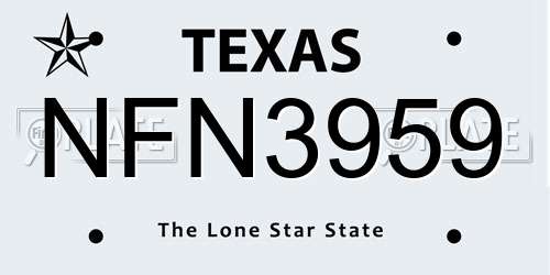 NFN3959 Texas License Plate