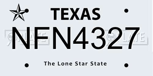 NFN4327 Texas License Plate