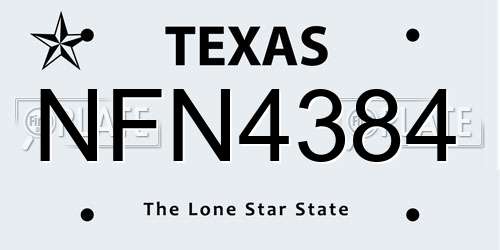 NFN4384 Texas License Plate