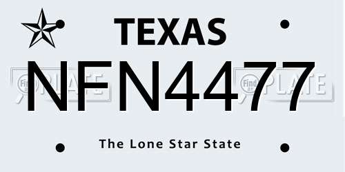 NFN4477 Texas License Plate