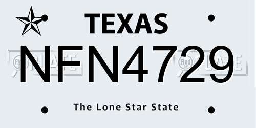NFN4729 Texas License Plate