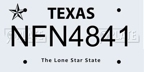 NFN4841 Texas License Plate
