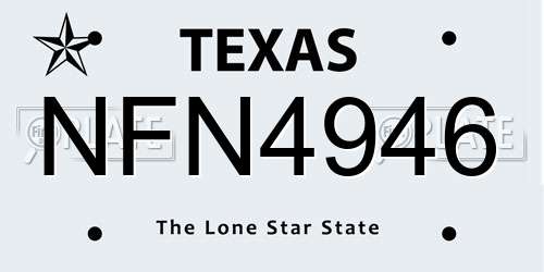 NFN4946 Texas License Plate