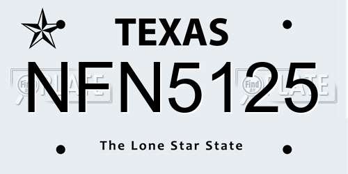 NFN5125 Texas License Plate