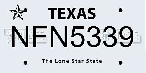 NFN5339 Texas License Plate