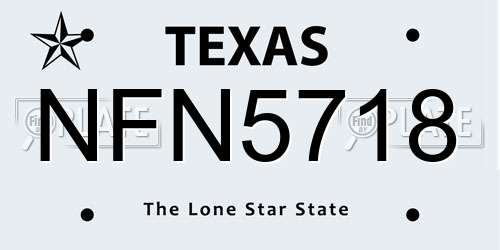 NFN5718 Texas License Plate