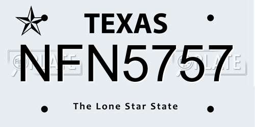 NFN5757 Texas License Plate