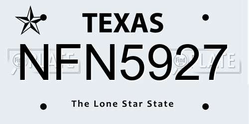 NFN5927 Texas License Plate